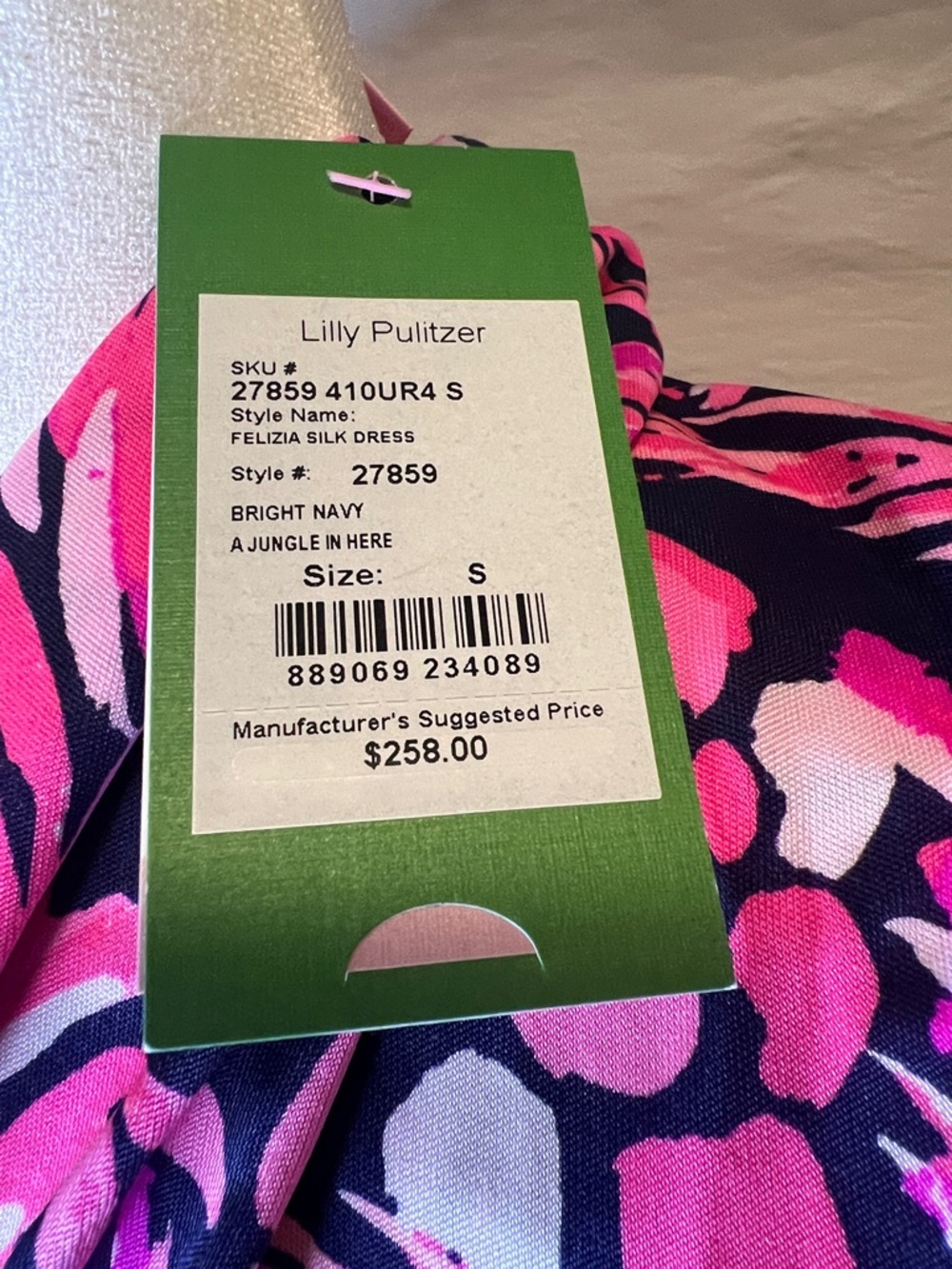 Lilly Pulitzer Hot Pink and Navy Printed Long-Sleeve Dress - Picture 13 of 13